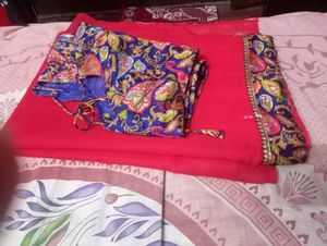 Red & Blue Saree