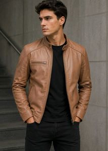 Men's Brown Faux Leather Jacket