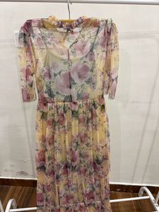 Sunshine Floral Printed Mesh Maxi Dress