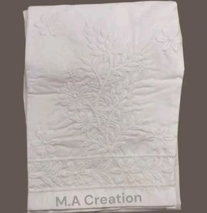 Embroidered White straight Pants