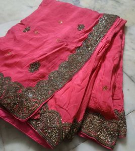 Beautiful Pink Saree with blouse piece