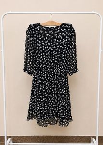 Chic Black &amp; White Heart Print Wrap Dress