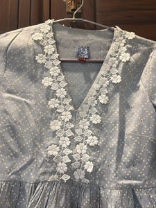 Elegant Grey Chikankari Kurta