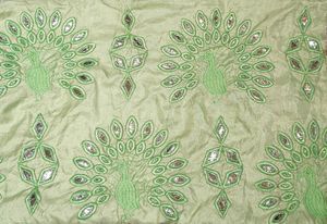 light green gotta patti work kurti fabric💚 2 meter cloth (1 meter plain and 1 meter gotta patti work) , sleeves fully worked gottapati with peacock pattern.