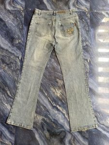 Light Wash Embroidered Flare Jeans
