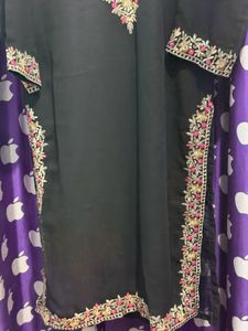 Embroidered Black Kurta Set