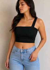 SHEIN Curve One Shoulder Black Crop Top | 1XL