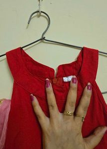 Vibrant Red Kurta Set with die Dupatta