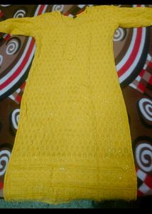 Yellow Chikankari Kurta in L 40 size