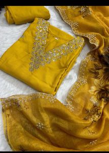 Yellow Embroidered Kurta Set with Dupatta