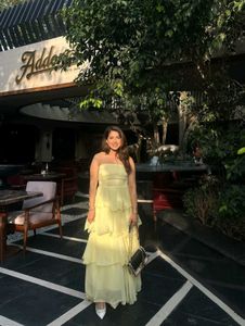 Yellow Tiered Strapless Maxi Dress