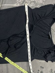 Black Tie-Front Cap Sleeve Top