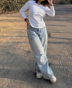 Wide Leg Light Wash Denim Jeans