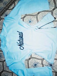 Light Blue "Natural" Zip Detail Top