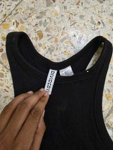 Black Ribbed Racerback Tank Top