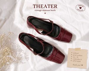 Theater Chic Burgundy Slingback Block Heels