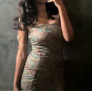 Paisley Print Spaghetti Strap Mini Dress