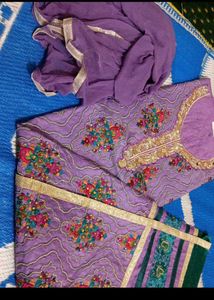 Purple Embroidered unstitched