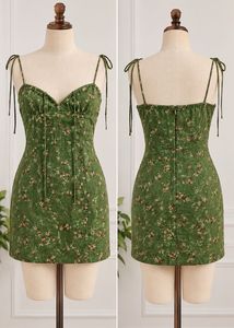 Green Floral Print Mini Dress
