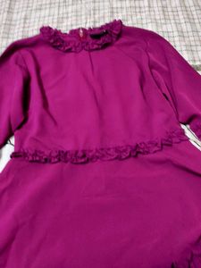 Ruffled Bell Sleeve Magenta Top