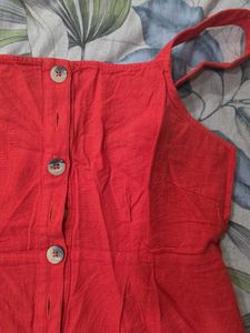 Chic Red Button-Up Cami Top