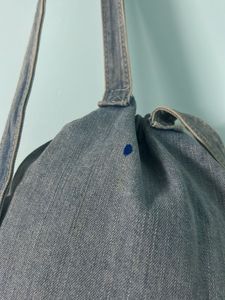 Drawstring Light Blue Denim Backpack