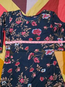 Beautiful Pink Floral N blue Kurti