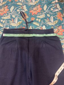 Classic Navy Blue Textured Pants