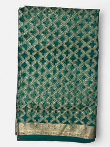 Elegant Teal Saree with Gold Weave
