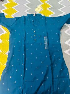 Teal Blue Embroidered Kurta