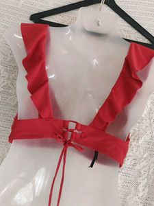 Rust Ruffled Bikini Top