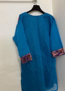 Elegant Teal Kurta with Brocade Yoke