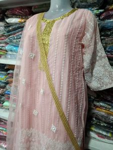 Beautiful Peach skirt kurta Set with Dupatta