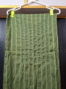 Green Striped Unstitched Fabric