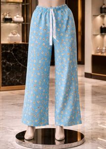 Light Blue Floral Palazzo Pants