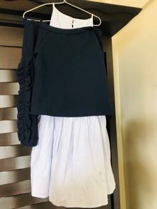 Chic Navy &amp; White Layered Dress
