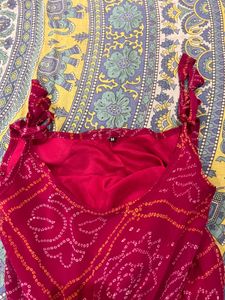 Vibrant Pink Bandhani kurta