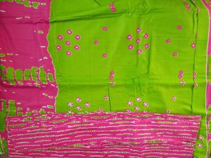 Vibrant Pink &amp; Green Dress Material