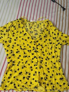 Yellow Floral V-Neck top
