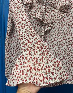 Floral Ruffle Neck Long Sleeve Top
