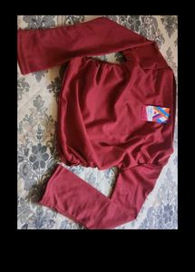 New Red Off-Shoulder Ruched Top