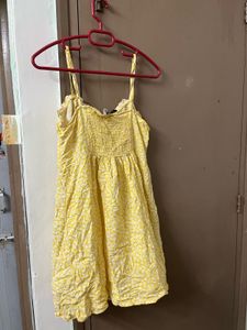 H&amp;M Yellow Floral Smocked Sundress
