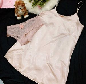 Satin Nighty & Lace Panty Set