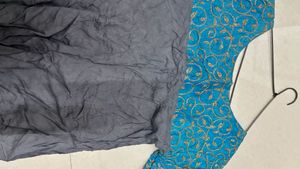 Designer Kurta with Blue Embroidered Yoke