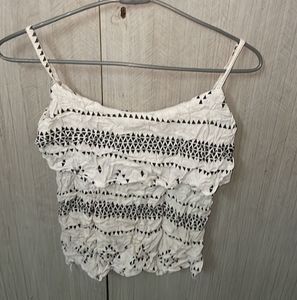 Cute White Patterned Top