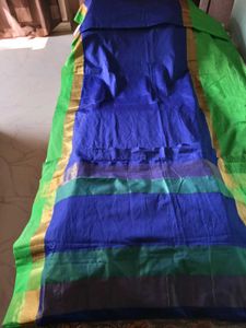 BrandNew ElegantBlue&amp;Green SilkSaree+UnsticheBlous