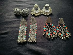 Ethnic Silver Earring Set