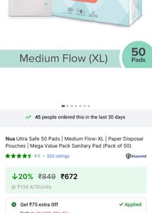 Nua XL Sanitary Pads With Secure Cover