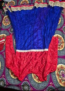 Blue &amp; Red Embellished Saree