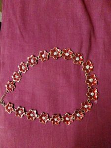 Maroon Color Flower Design Necklace